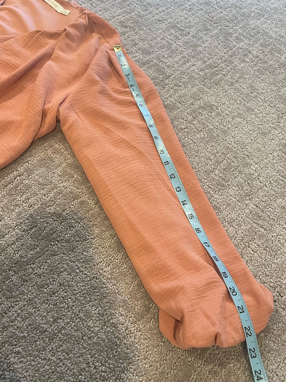 Bishop + Young Bubble Hem Long-Sleeve Blouse, Cropped, V Neck, Pink, Size M - Picture 10 of 16